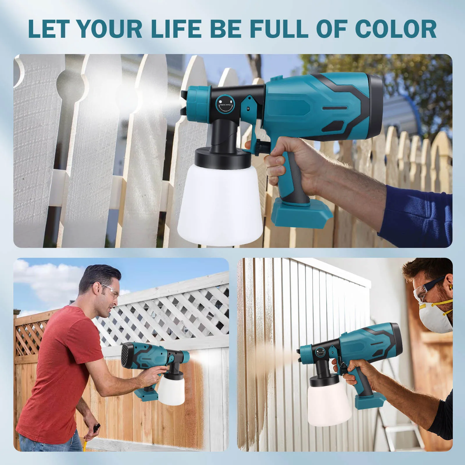 بخاخ طلاء لاسلكي لماكيتا بخاخ طلاء السياج المتوافق مسدس رش HVLP مع 5 فوهات نحاسية للخارج الداخلي للمنزل