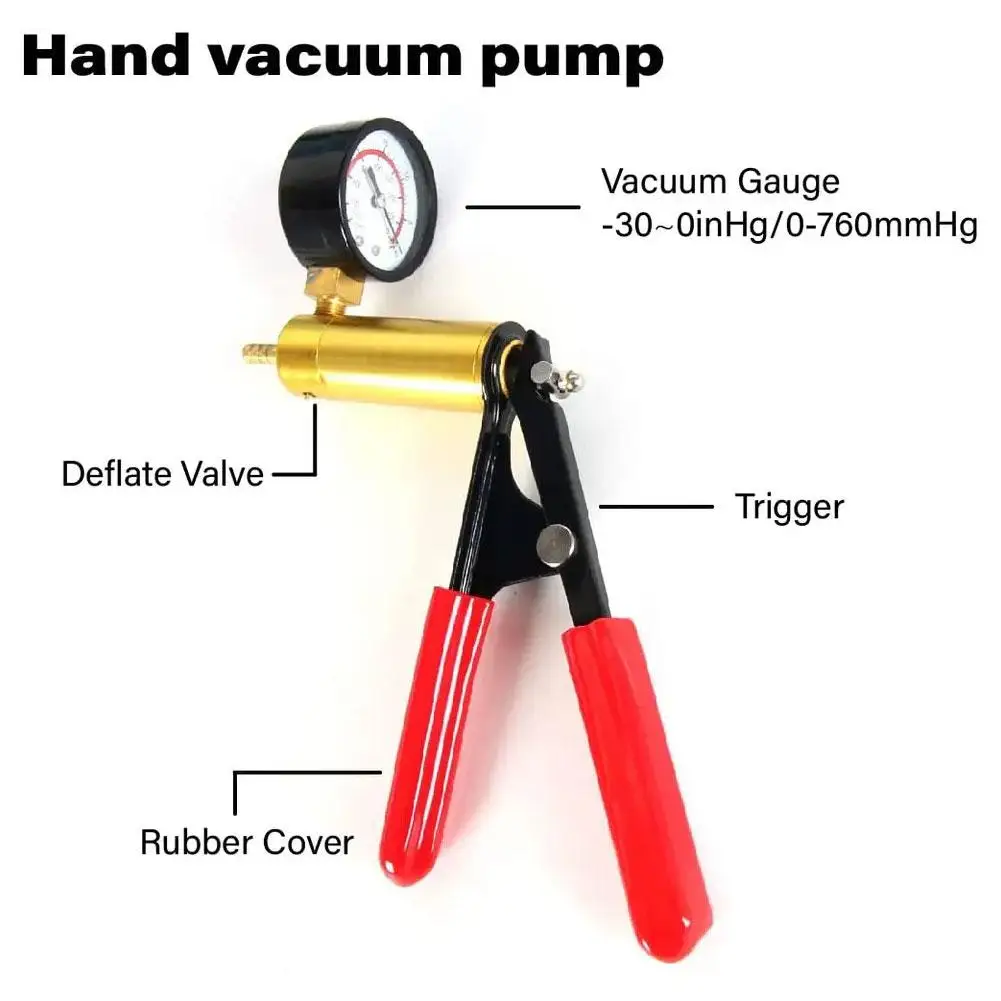 Car Manual Vacuum Pressure Pump Brake Fluid Drain Kit Vacuum Pistol Pump Tester Kit Portable Aluminum