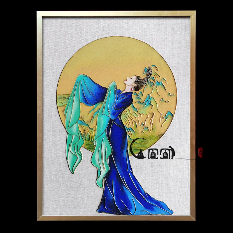 

Antique style only this green mountain filigree enamel painting DIY handmade glaze colored sand material package alloy frame lin