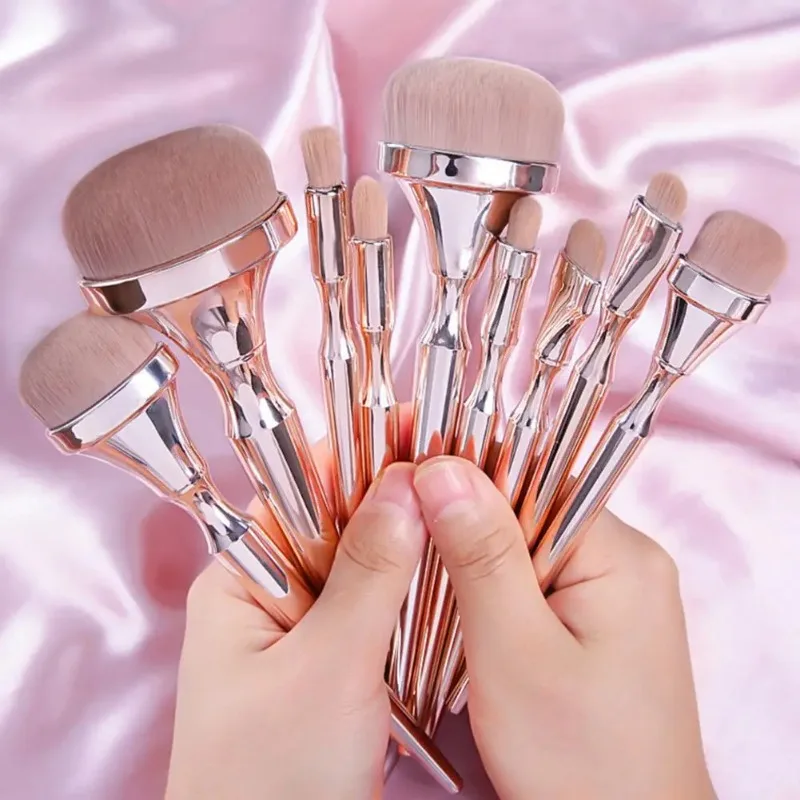 9Pcs Beauty Brushes Professional Smooth Coverage Plastic Handgrip Comfortable to Grip Eye Shadow Concealer Brushes Vanity Suppli