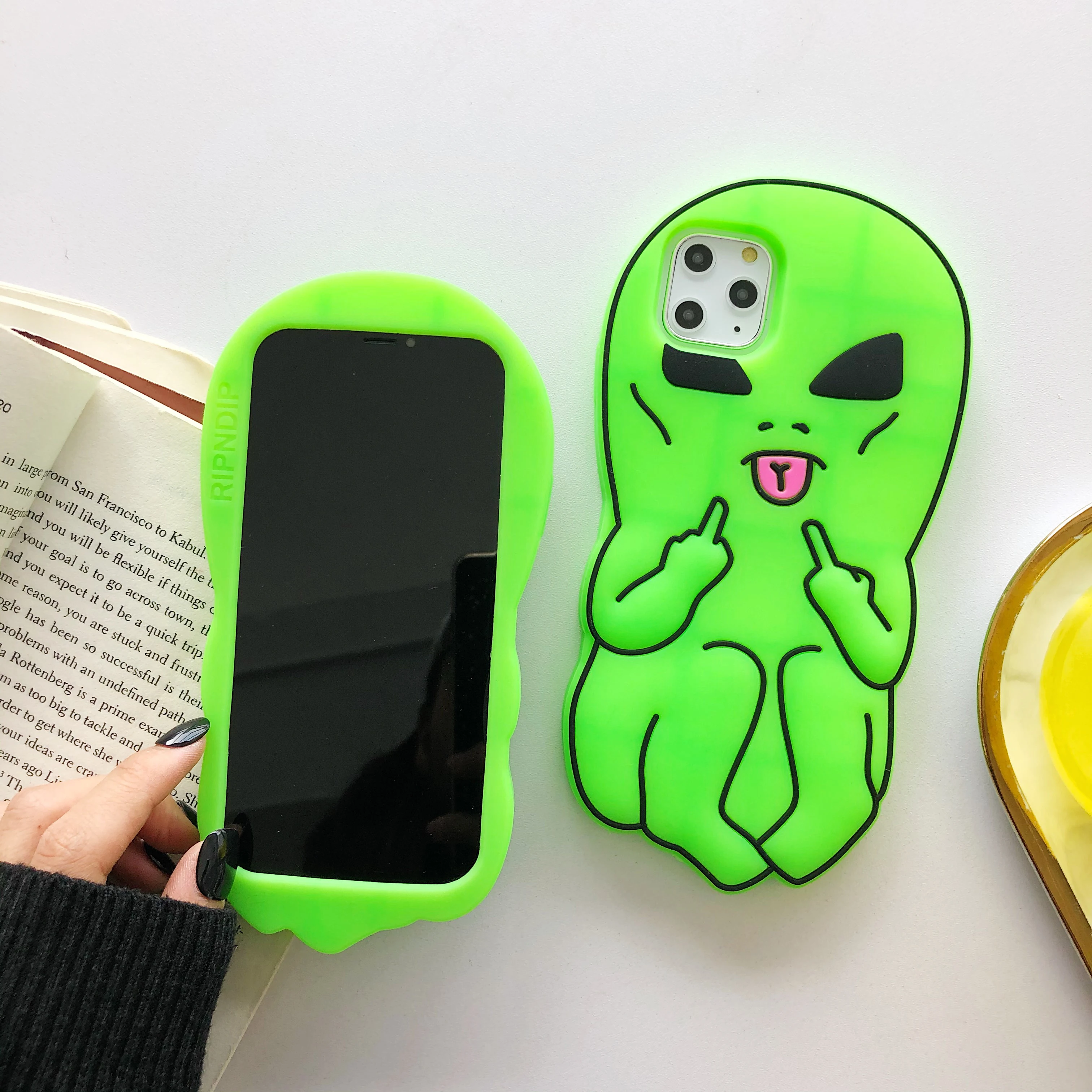 Cute 3D Cartoon Alien Silicone Case For iPhone 15 14 13 11 12 Pro Max  6 7 8 Plus X XR XS Cover Shockproof