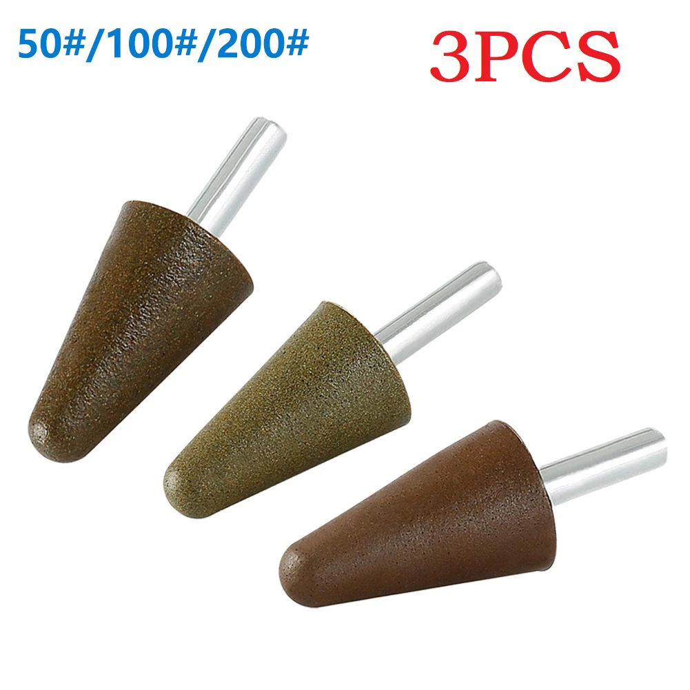 3pcs Conical Diamond Grinding Wheel Abrasive Mounted Stone Polishing Resin Grinding Head Power Tools Accessories 50/100/200grit