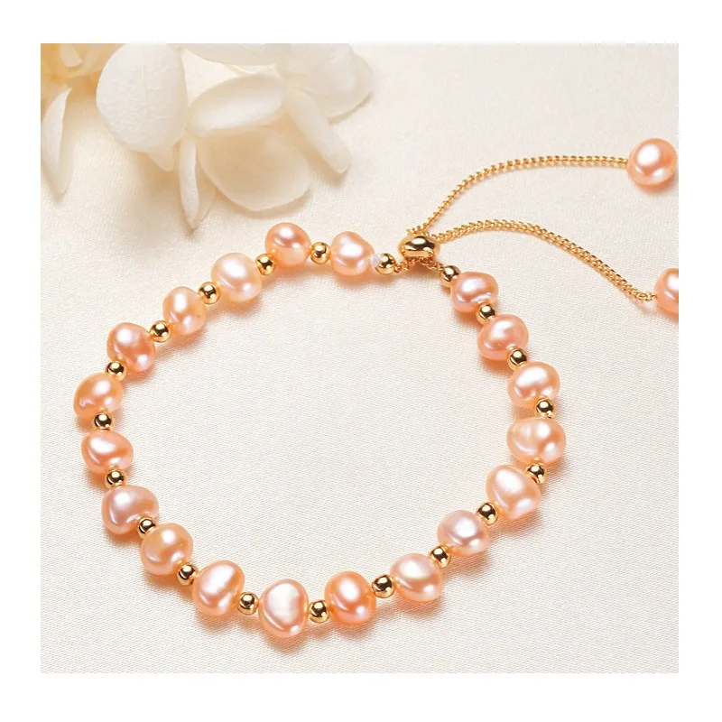 

Freshwater Real Pearl Baroque Bracelet Women's Exquisite Fashion Pull Portable Jewelry for Girlfriend