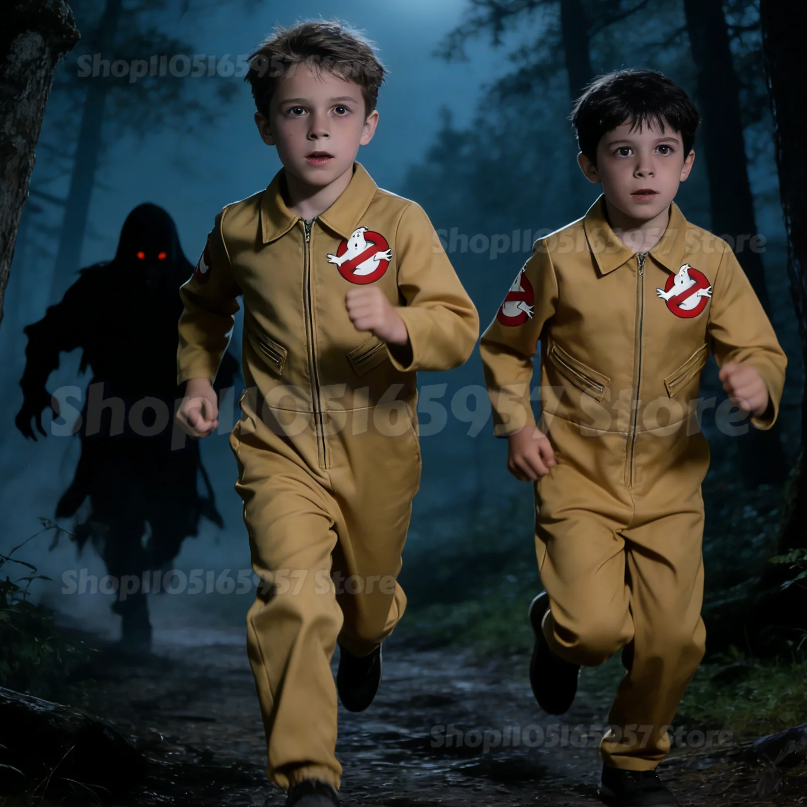 

Halloween Costume Ghostbusters Uniform with Gun Bag Adult Children's Cosplay Party Clothes Polyester Street Style