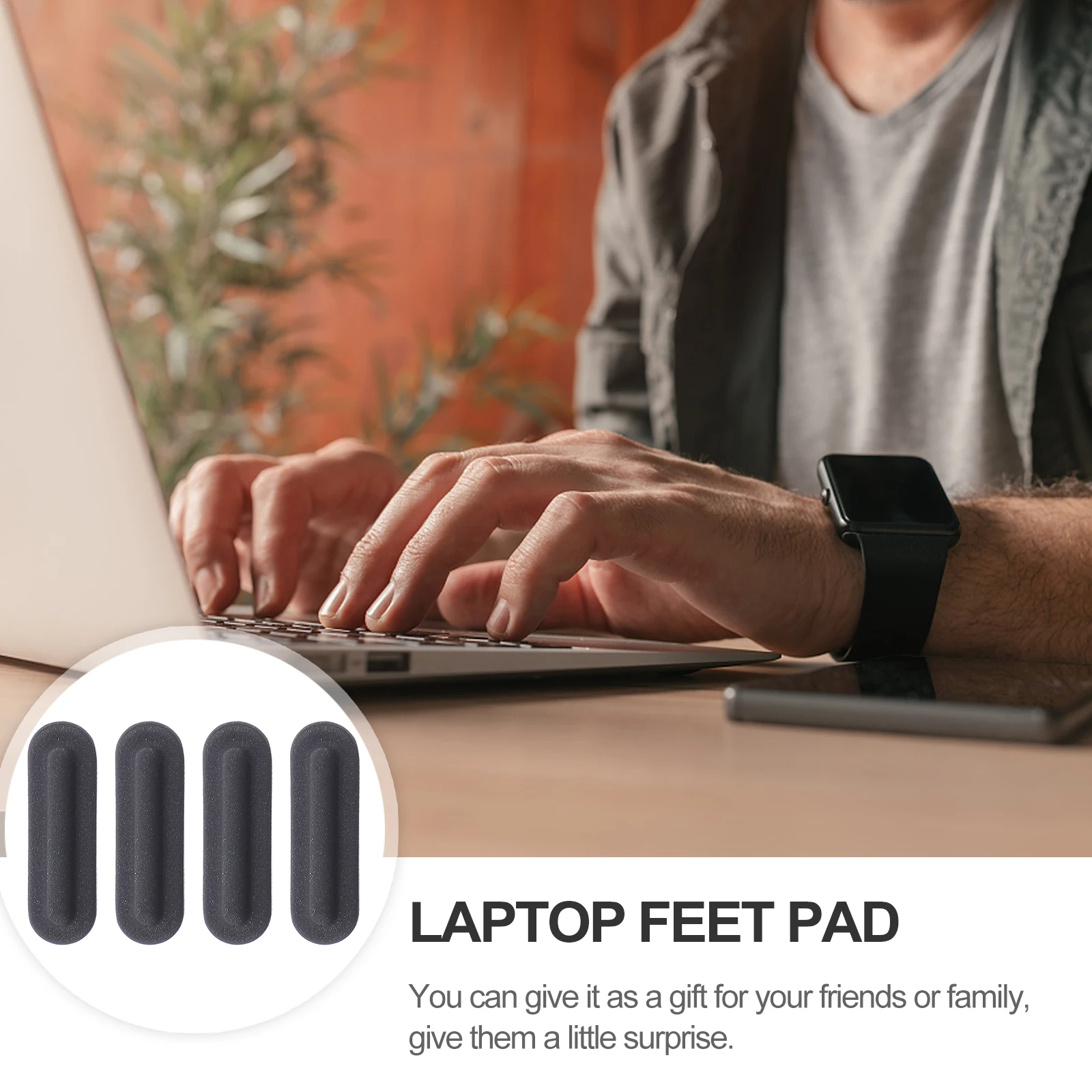 

4pcs Rubber Feet Pads For Laptop Computer Keyboard Non Slip Base Cushions Durable Replacement Strips Work On Flat Surface Easy