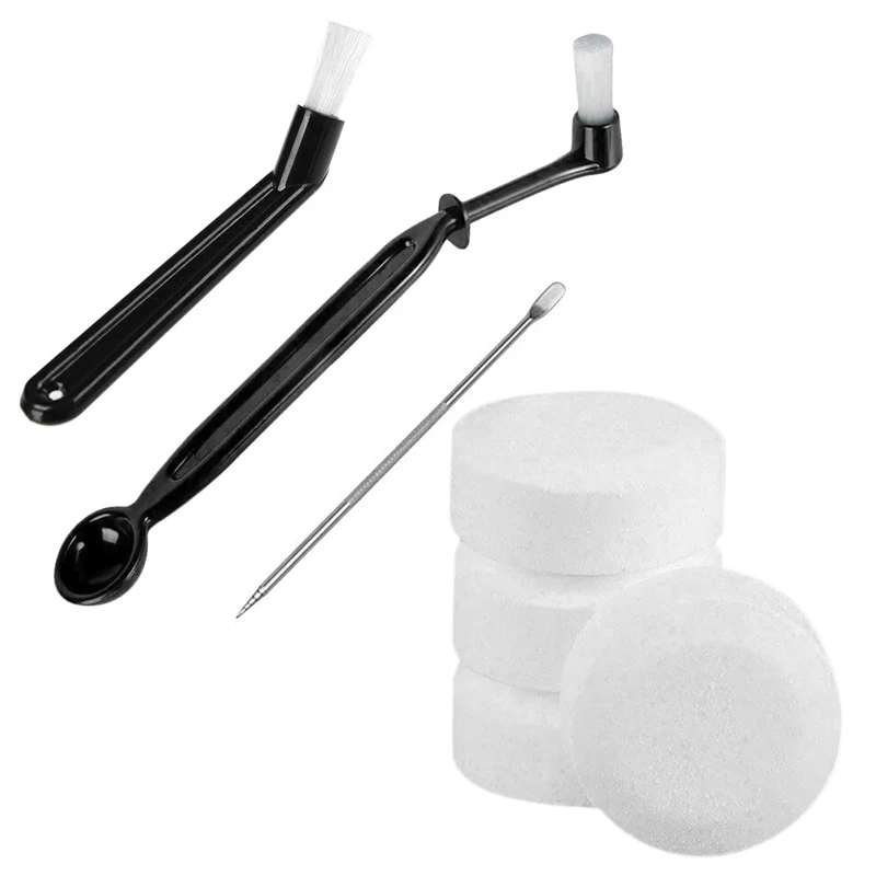 

3 Pcs Coffee Machine Cleaning Brush With Spoon Tool Set Black & 50Pcs Universal Descaler And Cleaning Tablets