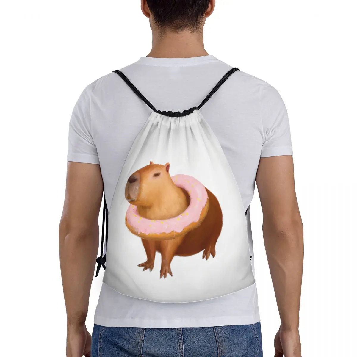 Lustige Capybara Zeichnung Malerei Kordel zug Rucksack Sport Sporttasche String Sackpack zum Trainieren