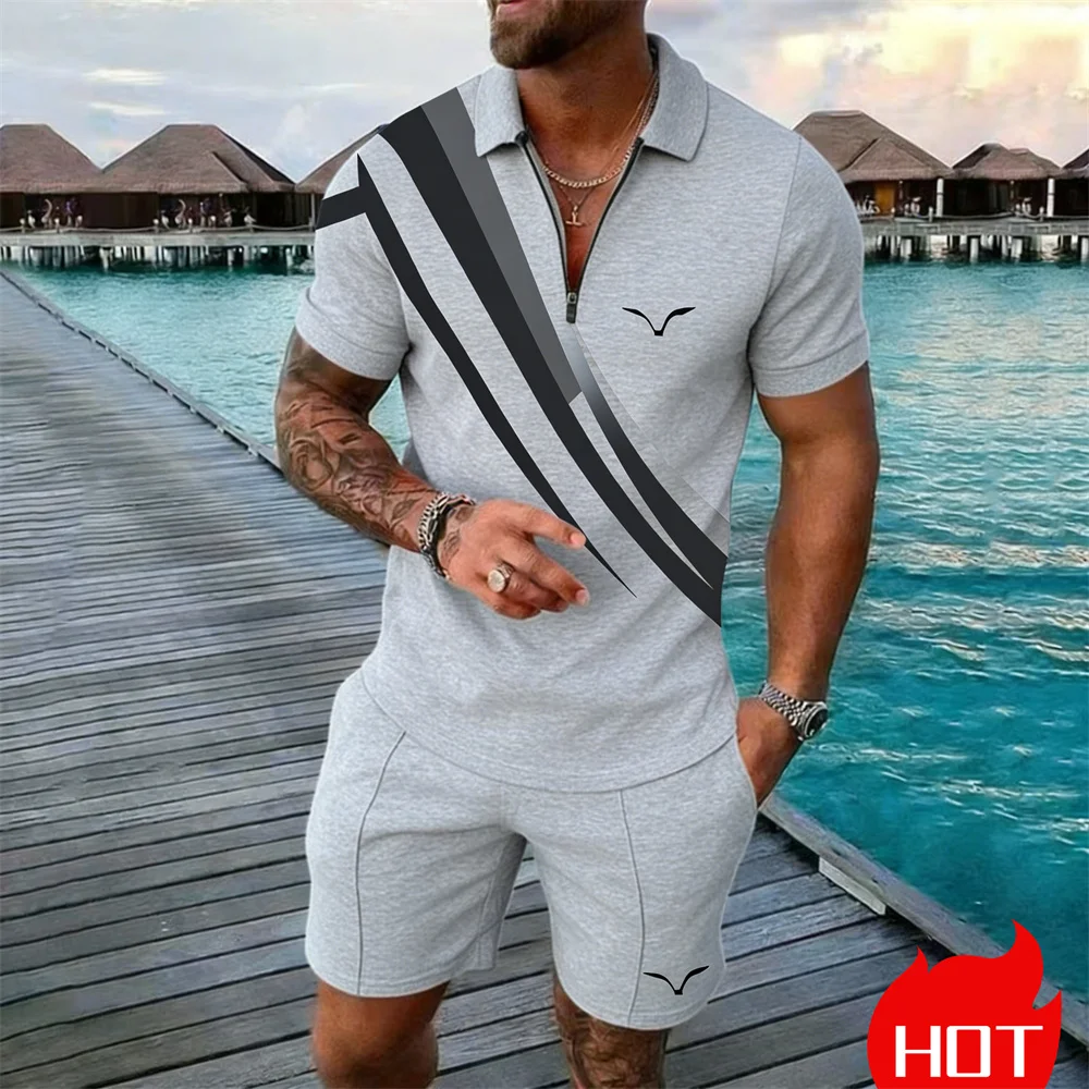 Summer Set Stripe Y2k Clothing 2 Piece Set For Man Polo Shirt Set Daily 2 Piece Set Classic Leisure Polo  Matching Sets For Man view 4