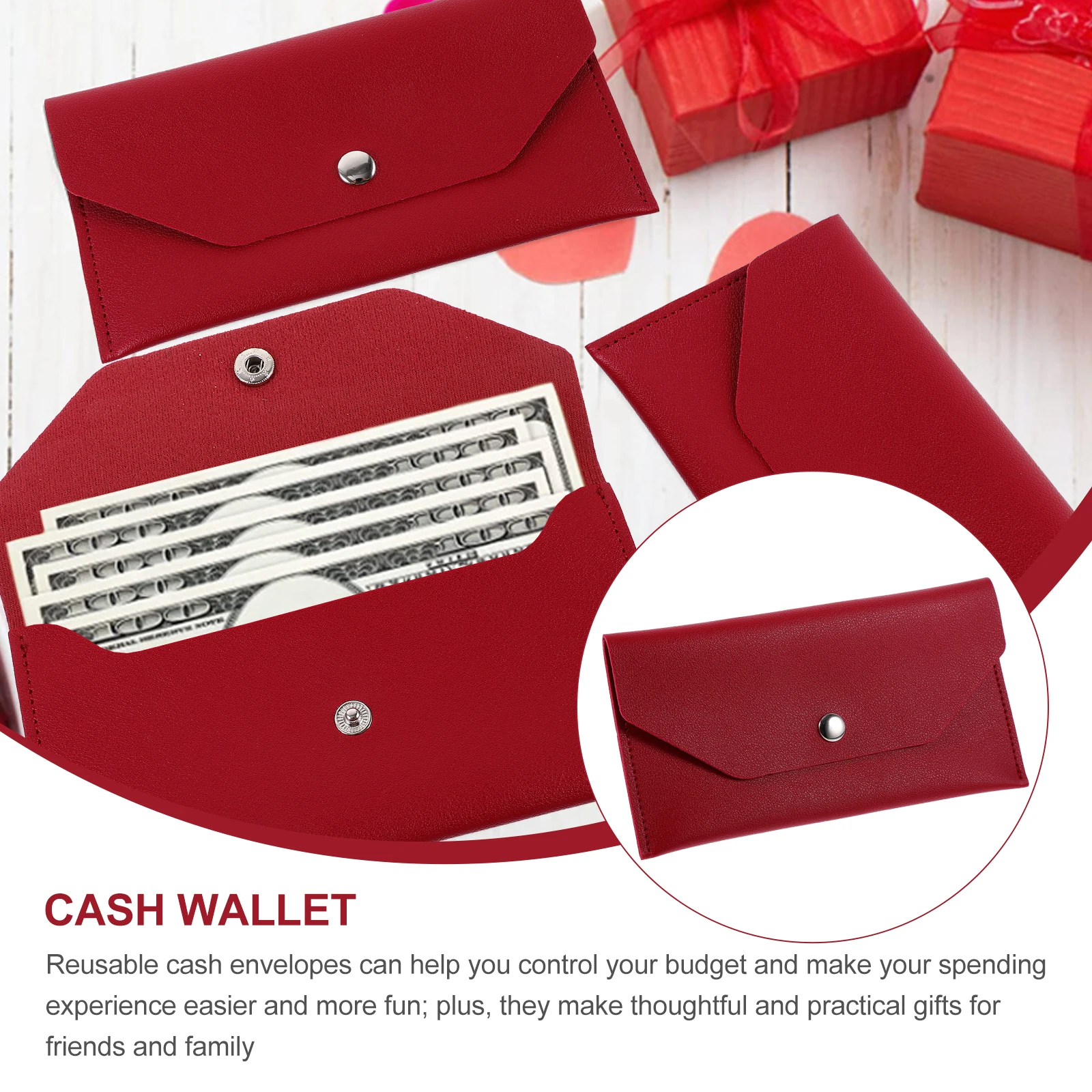 

Pu Cash Envelope Wallet Large Capacity for Coins Bills Receipts Black Durable Travel Accessories Small Money Wallet