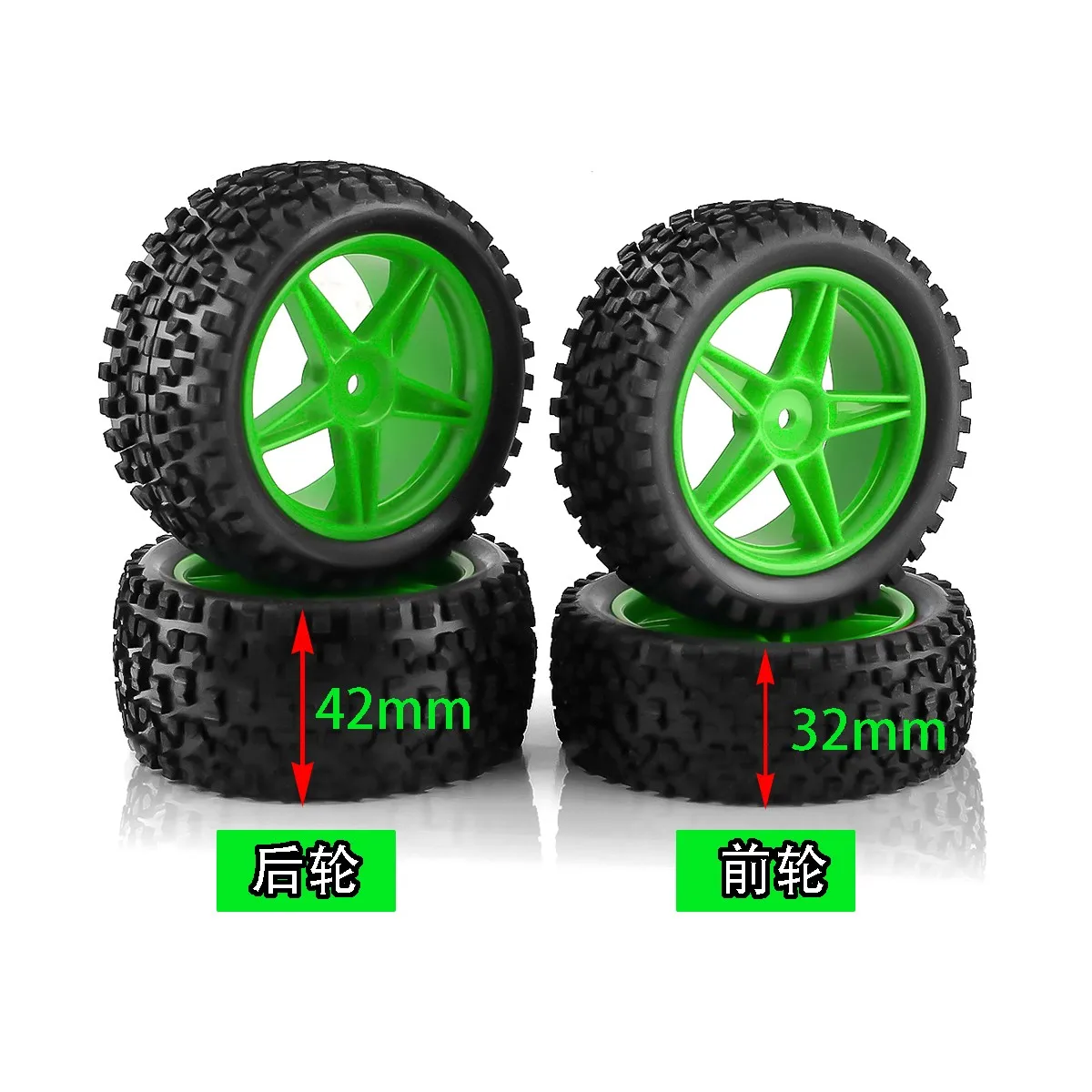 Neumáticos todoterreno resistentes al desgaste, llanta de plástico, neumático de goma para coche 1:10 RC HSP 94107 94166 94106 94155 Tamiya Wltoys 144001