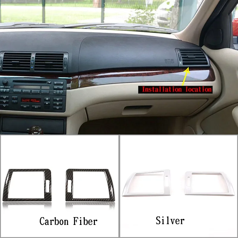 

For BMW 3 Series E46 1998-2004 ABS Carbon Fibe Car Air Conditioner Vent Outlet Frame Cover Trim Sticker Interior Car Accessories