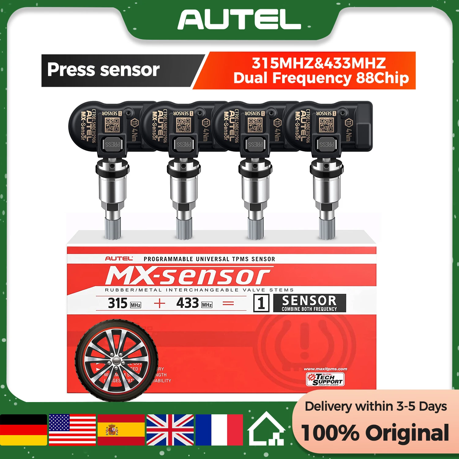 

4 шт. Autel MX датчик 315 433 МГц 2 в 1 TPMS инструмент для ремонта шин авто аксессуар монитор давления в шинах программатор для TS501 TS508WF