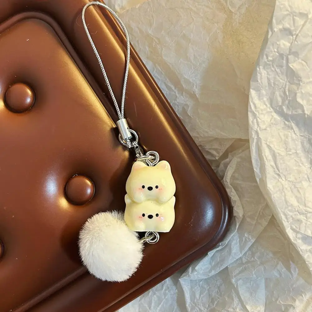 Small Keychain Three-dimensional Puppy Charm Keychain Portable Plush Puppy Keychain Three-dimensional Ball Ornament Steel Wire