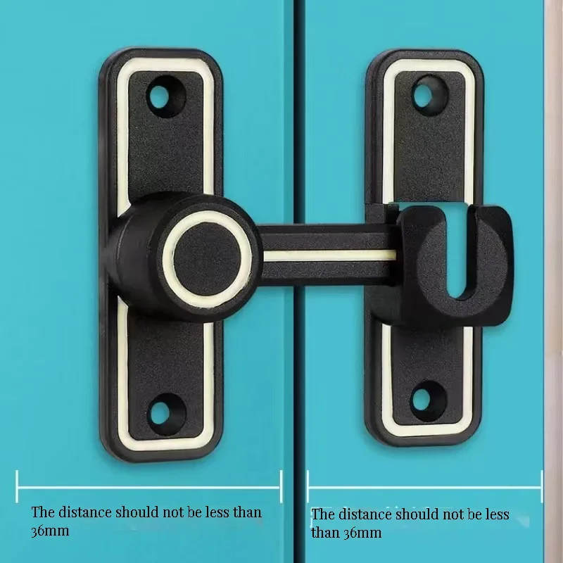 Dual Purpose Push-pull Door Lock with Luminous Door Buckle, Indoor Non Drilling Metal Door Bolt  Stops  Hardware