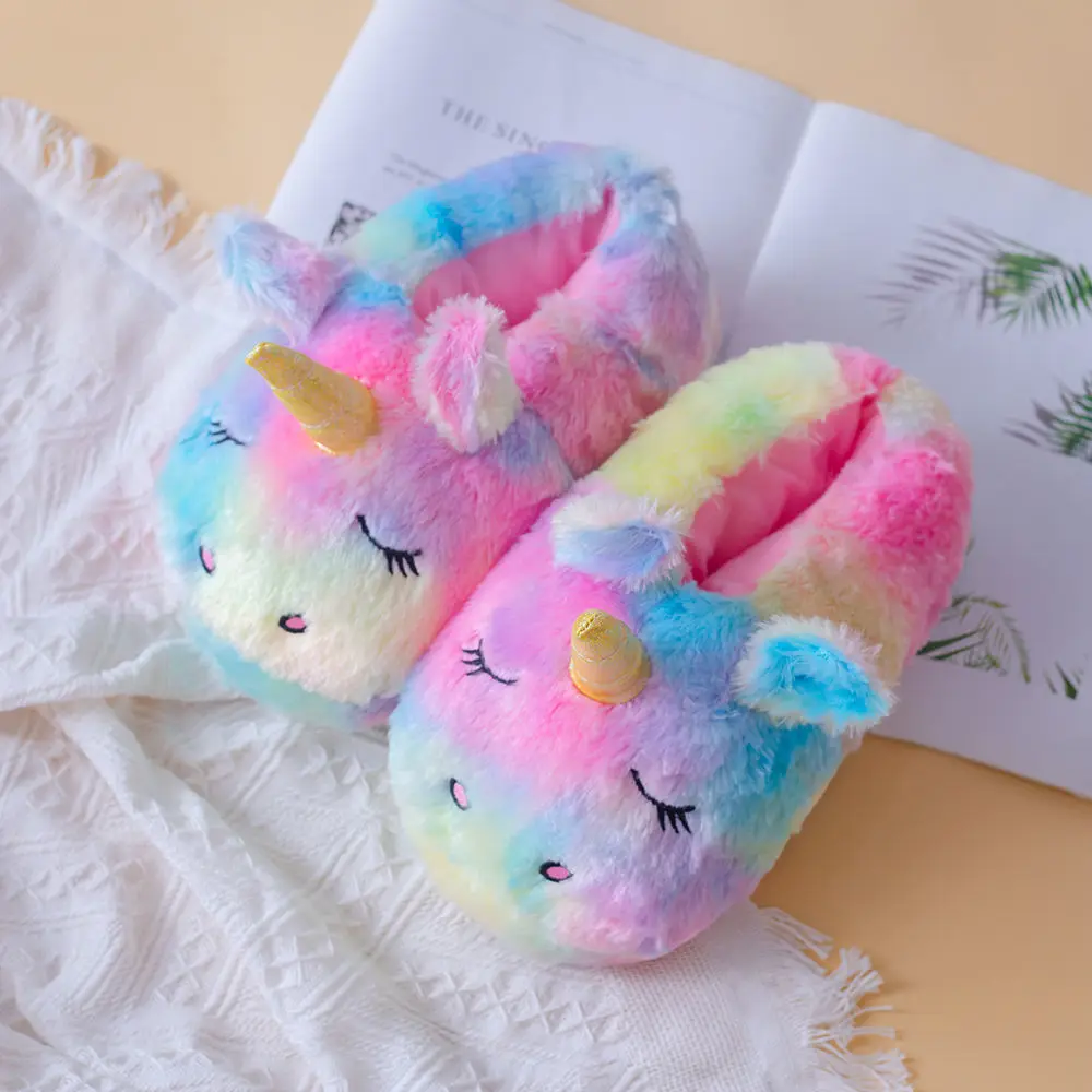 Melancholic hamster Slippers Women girls Winter Slip On Fluffy Shoes 2023 New Cartoon Animals Piggy Panda Unicorn Fur Slides