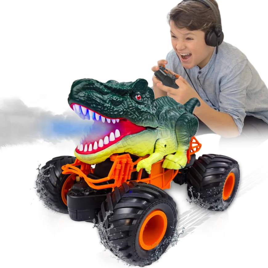 Dinosaur Car RC Remote Control Tracks Spray Off-Road Climbing Vehicle Tyrannosaurus Rex Triceratops Kids Children Birthday Gift