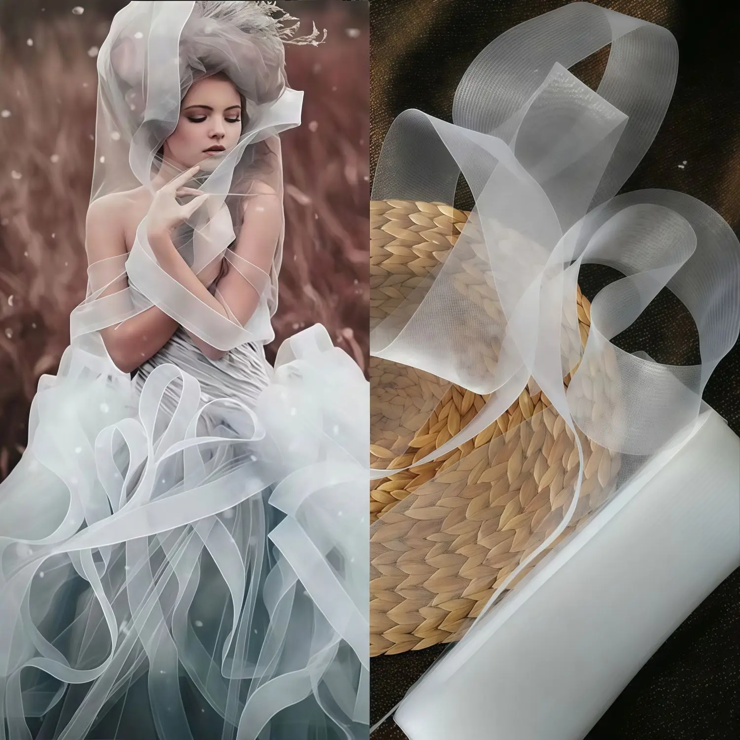 Soft Flat Ribbon Plain Crin Horsehair Braid Fabric for DIY Sewing Crafts Hat Wedding & Bridal Costume Decor Accessory Supply