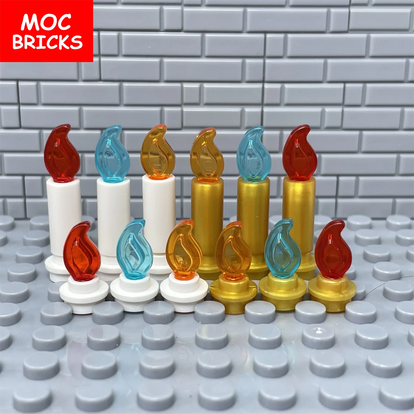 30pcs/lot MOC Bricks Candle Flame Fire 37762 37775 Building Blocks Action Figure DIY Toys For Children Dolls Gifts