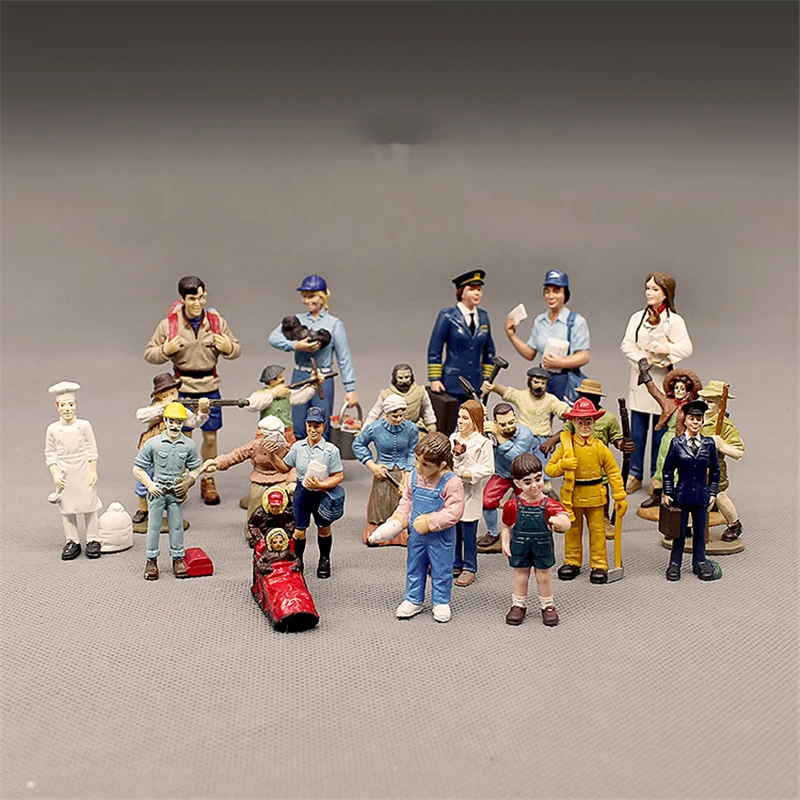 City Occupation Figurine Model Firefighters Captain Explorer Postman Hunter Indigenous Female Peasant Ction Figures Toys Decor