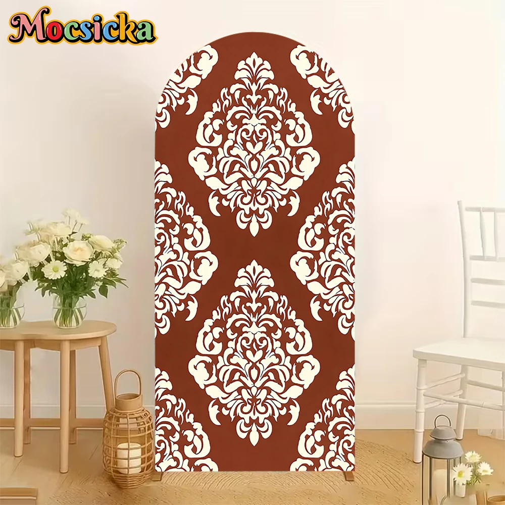 

Mocsicka Arch Covers Background Cloth Double-Sided Studio Shooting Props Birthday Photo Backdrop Chocolate Floral Pattern Decors