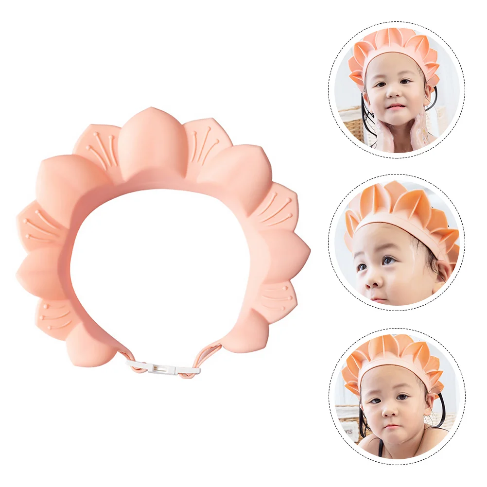 

Baby Shower Cap Sunflower Shape Waterproof Bathing Hat Adjustable Size Lightweight Comfortable Cartoon Design For Kids