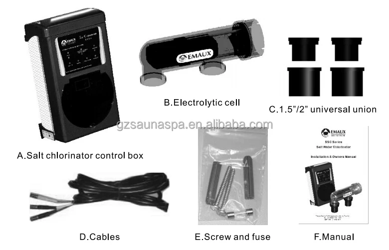 مكنسة الملح Emaux SSC25-E لحمامات السباحة، معدات ABS الأساسية لمستويات الكلور المثالية للأطفال