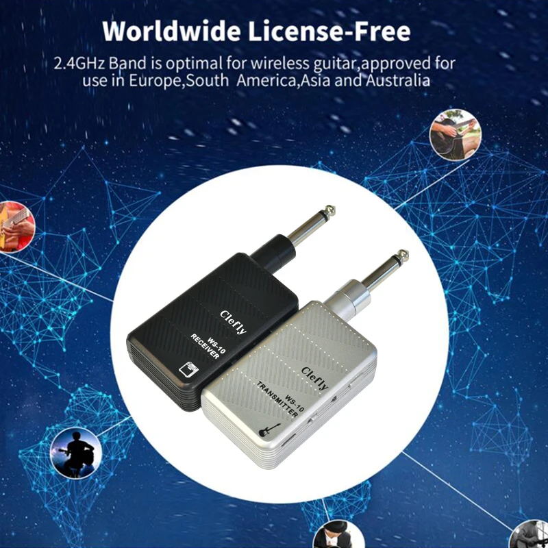 2.4GHz Wireless Guitar Audio System Rechargeable 1 to 6 Wireless Transmitter Receiver for Guitar Bass Electric Instruments view 6
