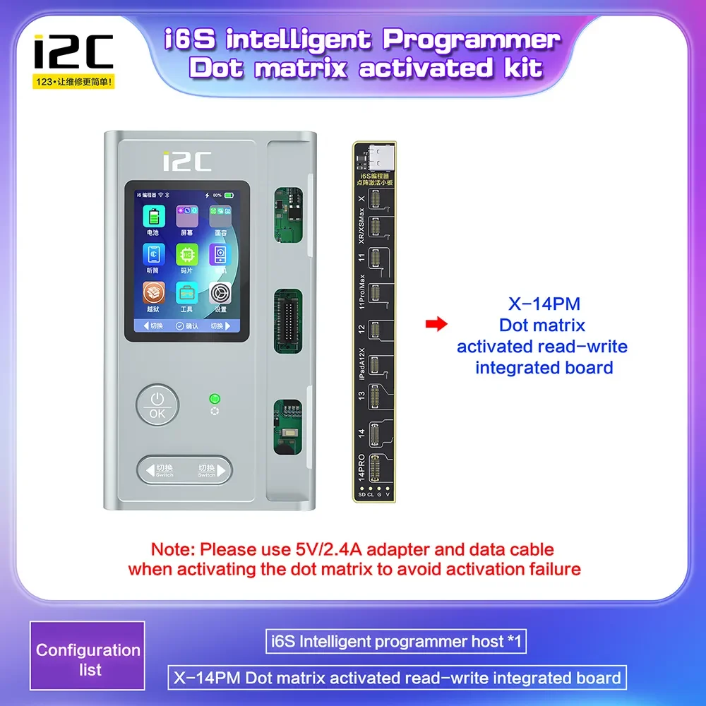 I2C Dot Matrix Activation Read Write Integrated Board Apply to i6S Smart Programmer For iPhone X-14PM Face Lattice Repair