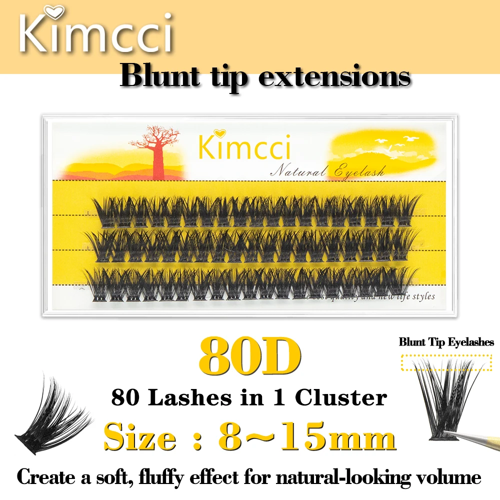 Ciglia Kimcci 80D con punta smussata Ciglia soffici e naturali voluminose 3D Ciglia finte morbide per tutti i giorni per strumenti di trucco glamour quotidiano