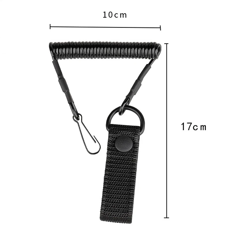 DIZETION Taktische Anti-verloren Elastische Lanyard Anti-diebstahl Anti-cut Frühling Sitz Gürtel Pistole Seil Schlüssel Ring taschenlampe Zubehör – Detail 2