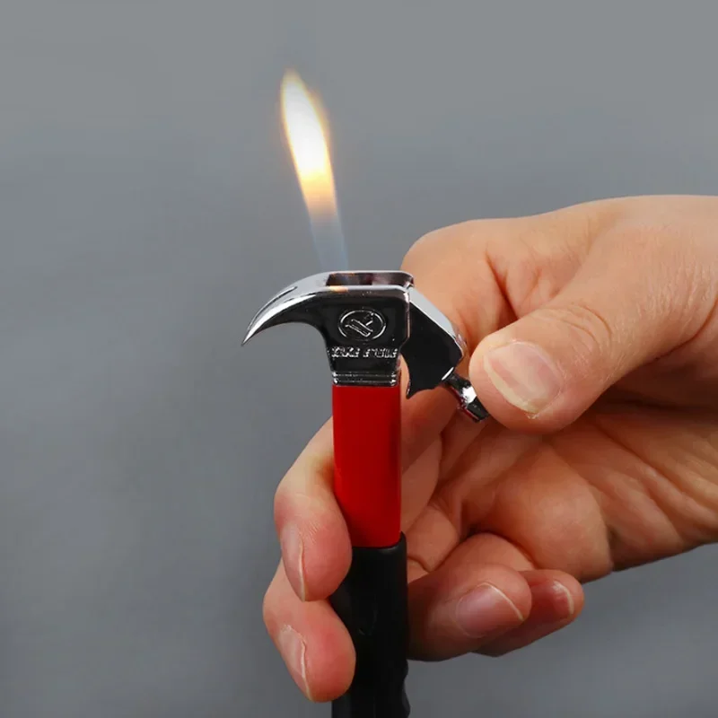 Creative Mini Hammer Shape Cigarette Lighter Refillable Butane Gas Ornaments Toy Gas Lighter Smoker Gift Home Decoration