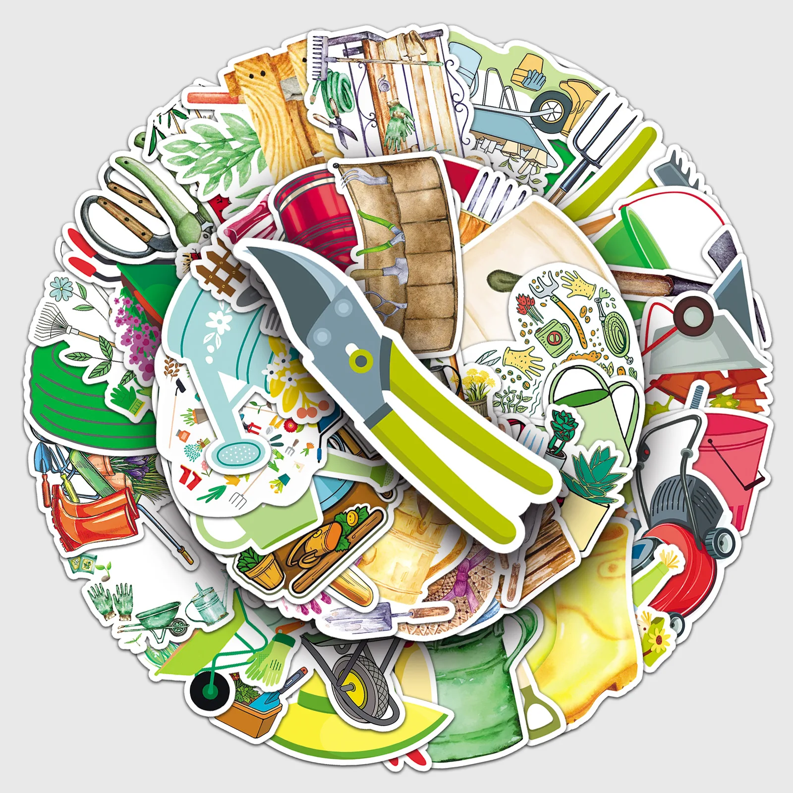 

51PCS Cartoon Garden Tool Sticker Personality Graffiti Waterproof Decal Toy for Scrapbook Desk Wardrobe Bookshelf Refrigerator
