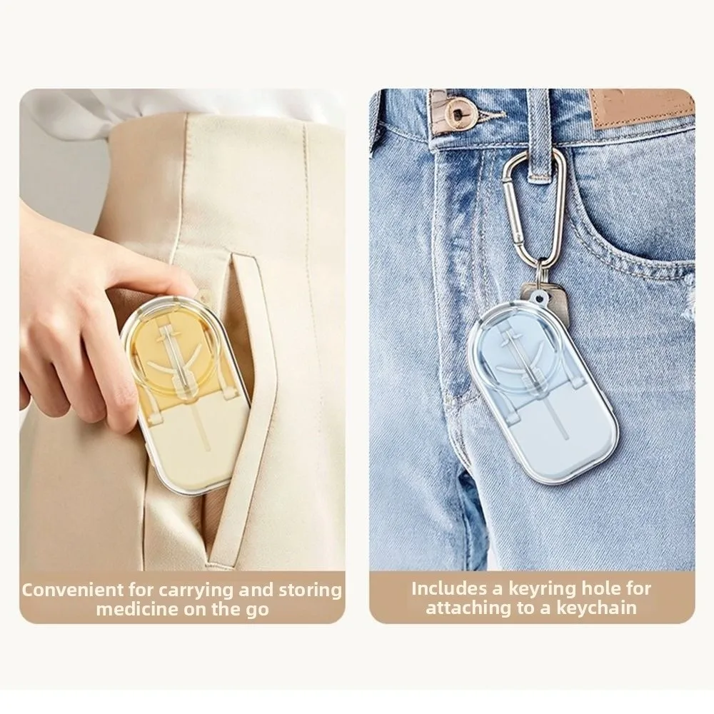 Portable Pill Cutter Storage Box Dustproof Sealed Pill Divider Case with Magnifying Glass Japanese Style Cut Tablet Dispenser