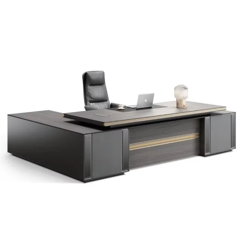 custom.Modern Luxury Executive L-Shape Office Desk CEOs Easy Assembly Extendable Wooden Panel Big Table Offices