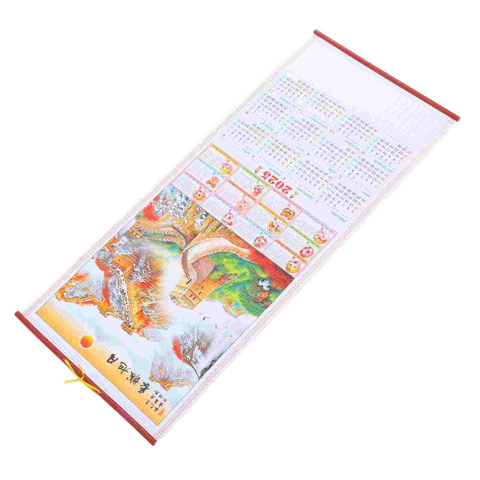 Chinese Zodiac Calendar Hanging Scroll Planner Lunar Traditional New Year 2024 Date