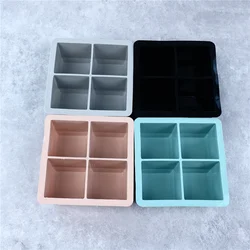 Molde de bandeja de hielo grande de 4 casillas bandeja de cubo de hielo de silicona gigante de grado alimenticio molde de bandeja cuadrada de hielo DIY máquina de hielo bandeja de cubo de hielo