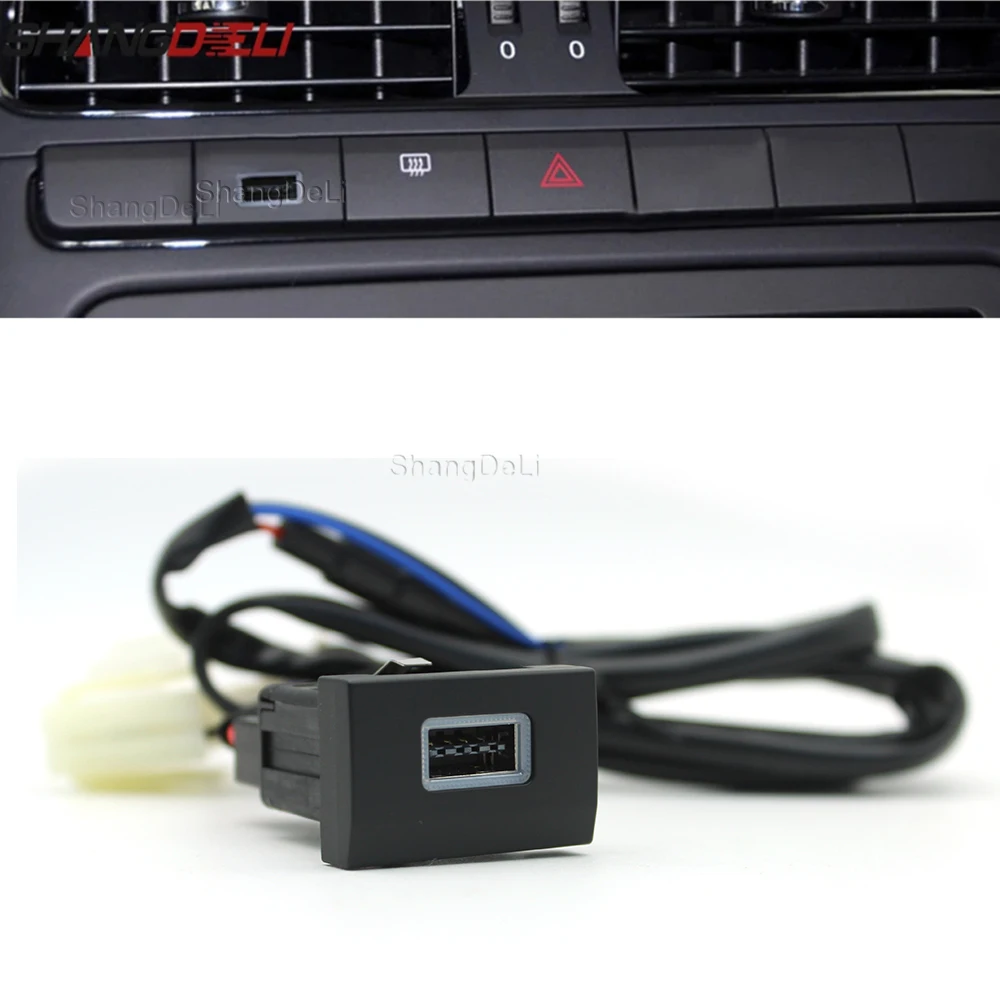 Blue LED Car Charger QC3.0 USB Interface Socket Auto Phone Fast Charging Adapter Button For Volkswagen POLO 2011 2012 2013