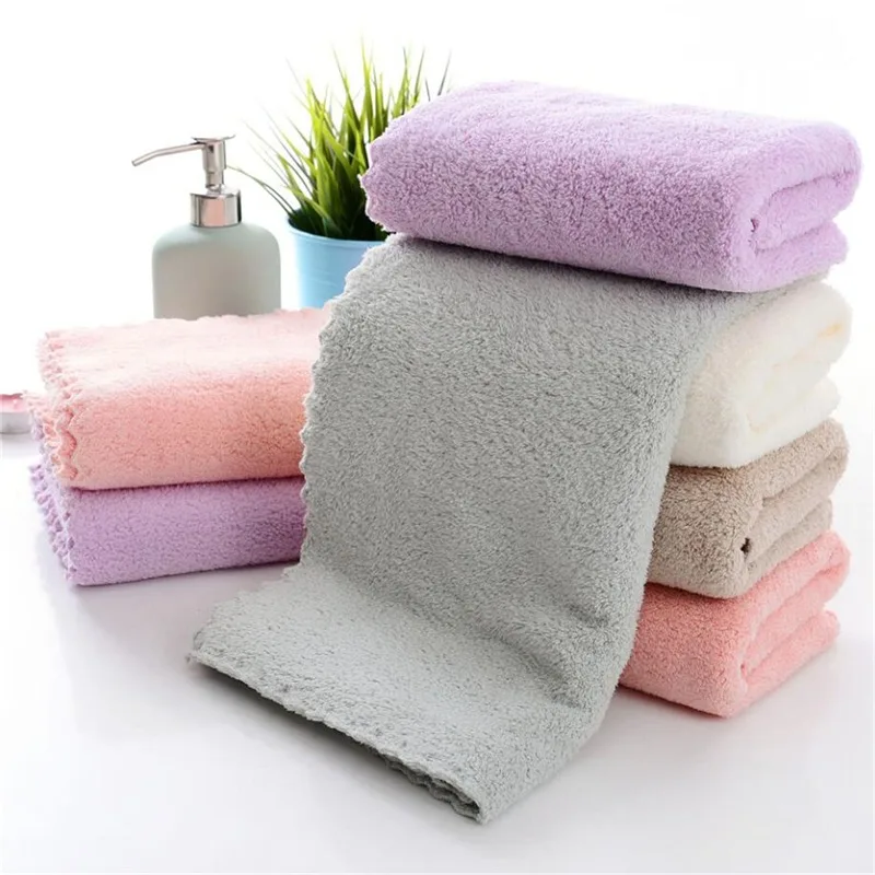 1PC Microfiber Coral Velvet Face Towel Absorbent Cleaning Towel Soft Comfortable Breathable Shower Hair Face Drying Towel