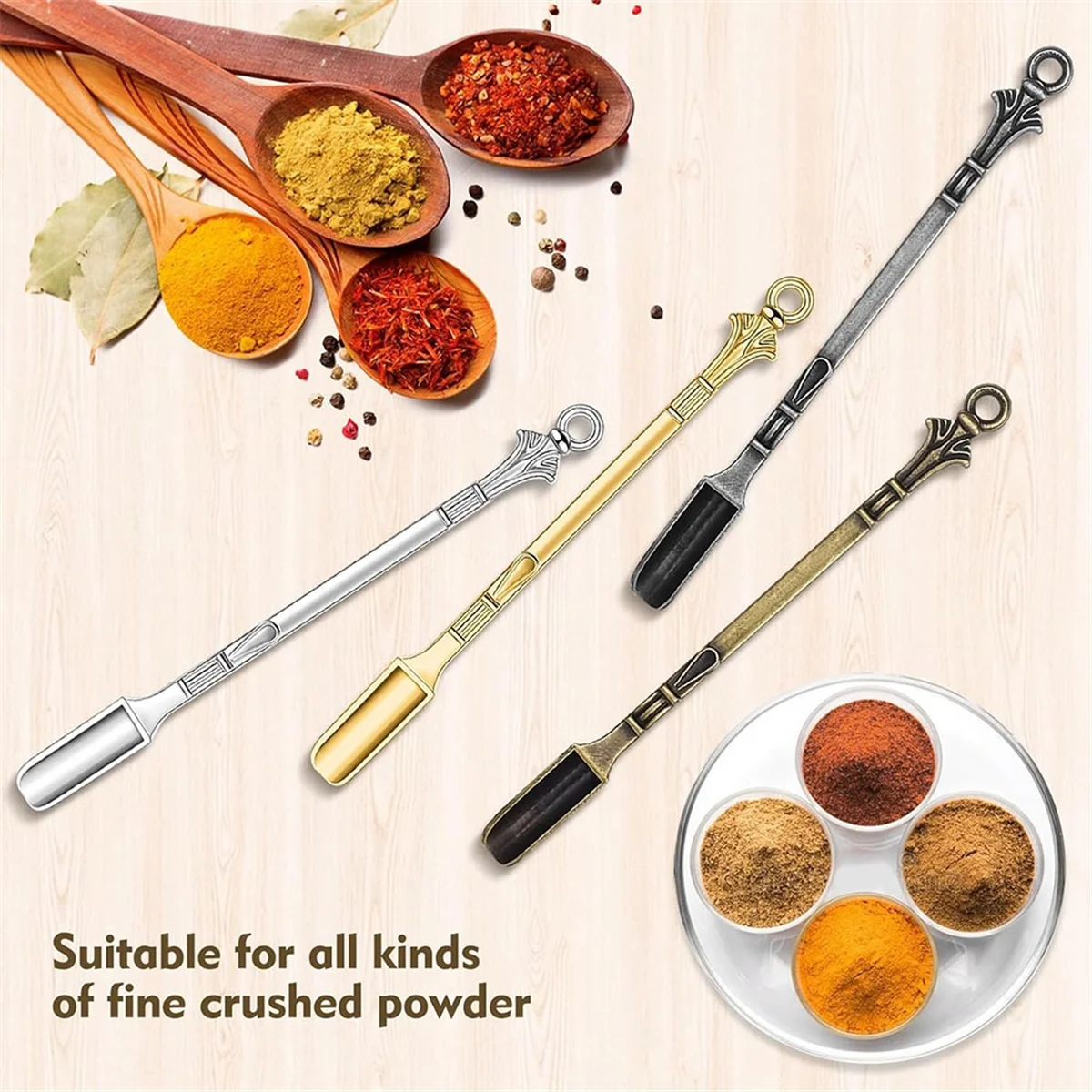 AA98 12 Pcs Mini Spoons Set, 4 Colors Mini Spoons for DIY Jewelry Making,Small Spoon Mini for Home, Kitchen, Restaurant