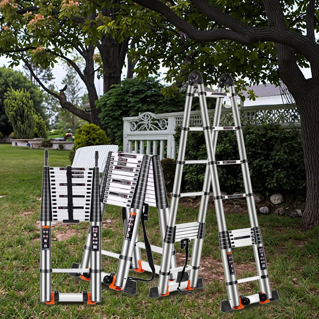 New Wholesale Double Sided Aluminum Herringbone Folding Ladders Telescopic Ladder