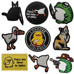 Patchs de broderie d'animaux de dessin animé mignon, autocollant de chat avec couteau, badges de moral, crochet et boucle, canard, oie, grenouille, accessoire dentaire