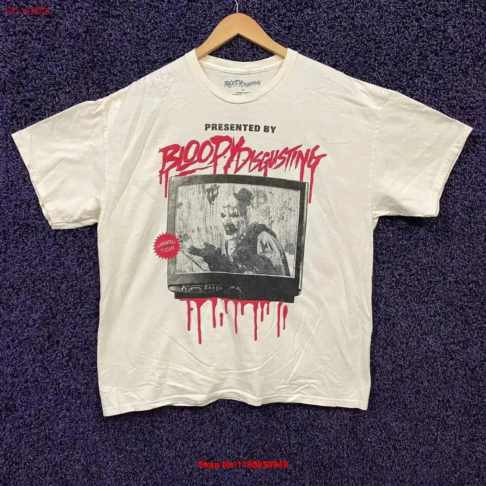Terrifier X Bloody Disgusting Horror T Shirt size extra large vintage Washed Breathable graphic Casual Stylish vintage Washed