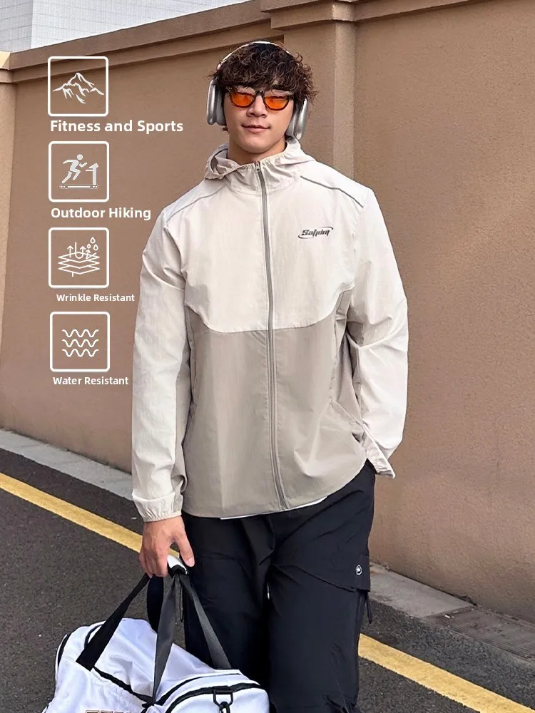 

SATJDM Trendy Sports Jaet American Sle Windbreaker Outdoor Fitn Running Windproof Breathable Baskeall Coat for Men