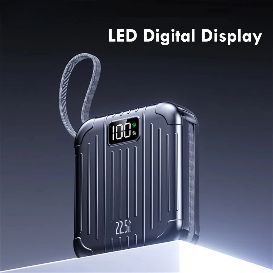 باور بانك صغير 20000 مللي أمبير في الساعة، شحن سريع USB-C بقدرة 22.5 وات مع كابل مدمج، بطارية بوليمر لهواتف iPhone وSamsung وXiaomi #5