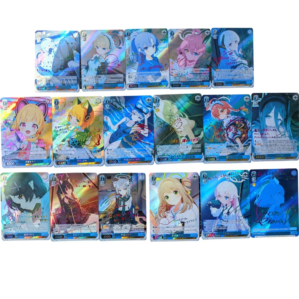 17Pcs/set WS Collection Card Azur Lane Signature Card Bronzing Refractive Color Rainbow Flash Hayase Yuka Takanashi Hoshino Gift