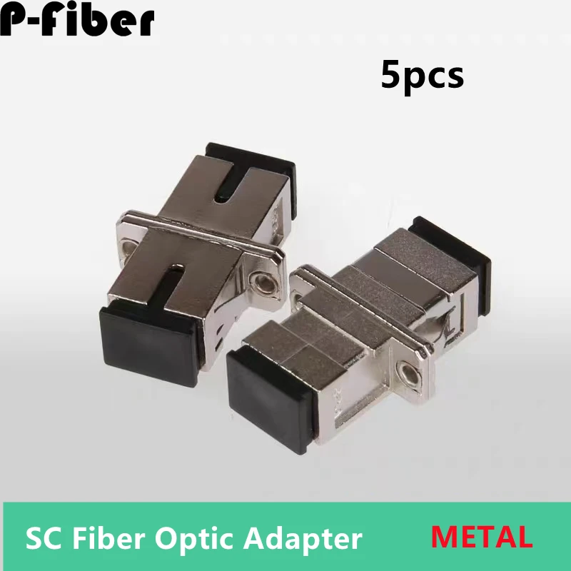 

fiber adapter 5pcs SC-SC metal optical coupler flange zinc metal fiber optic connector pigtail jumper P-fiber