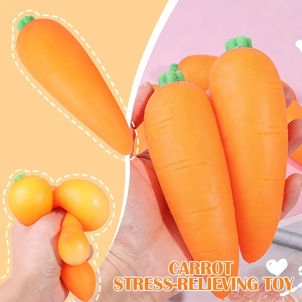 Kawaii Slow Rising Carrot Squishy Pinch Fidget Toy Fluffy Imitation Vegetable Stress Relief Anti-Anxiety Decompression Toy