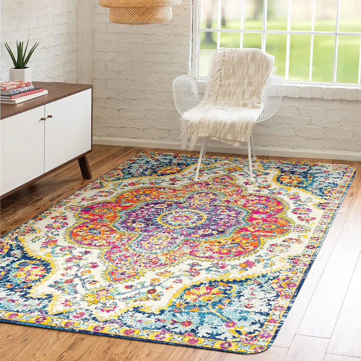 

VIKAMA BOHO Vintage Living Room Entrance Stain-Resistant Bedroom Bedside Bathroom Water-Absorbing Carpet Home Decoration