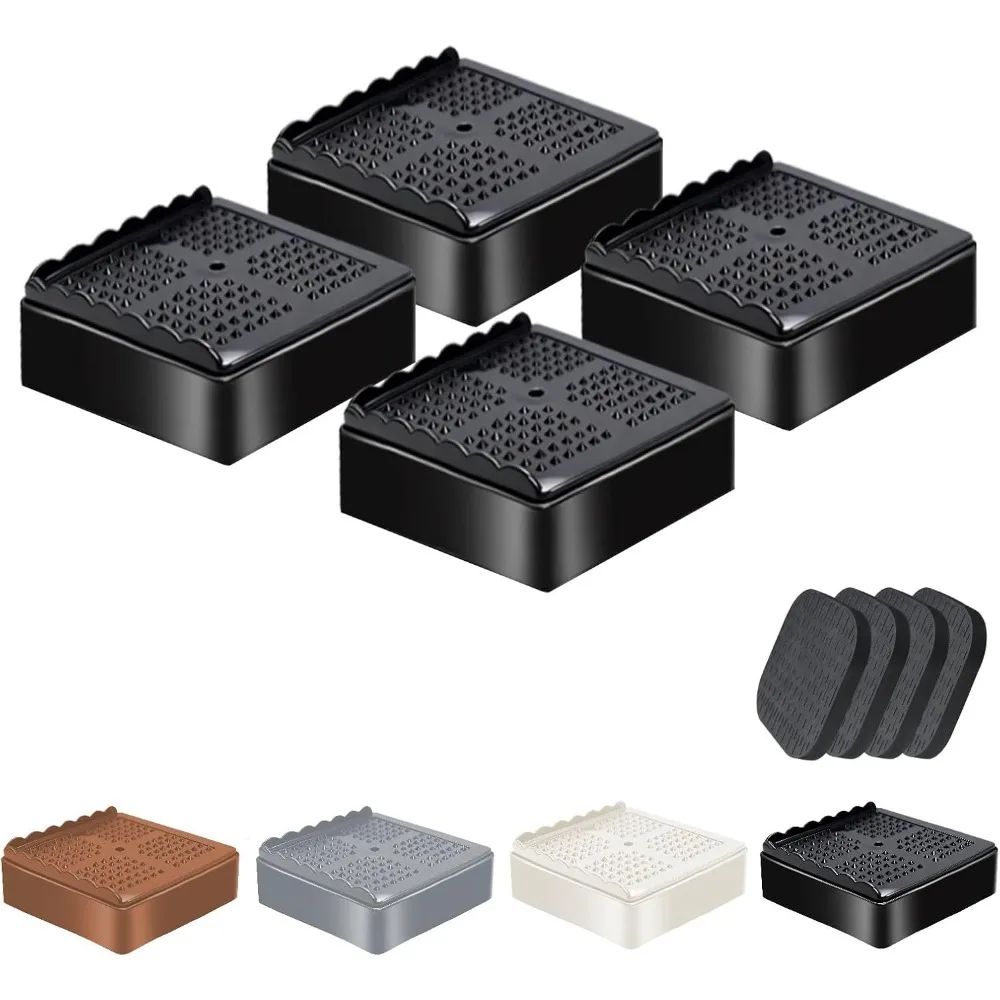 

Furniture Risers, 4 Pack Bed Risers with Non-Slip Grip and Heavy Duty Support, 1 Inch 2 Inch 3 Inch 4 Inch Height Lift