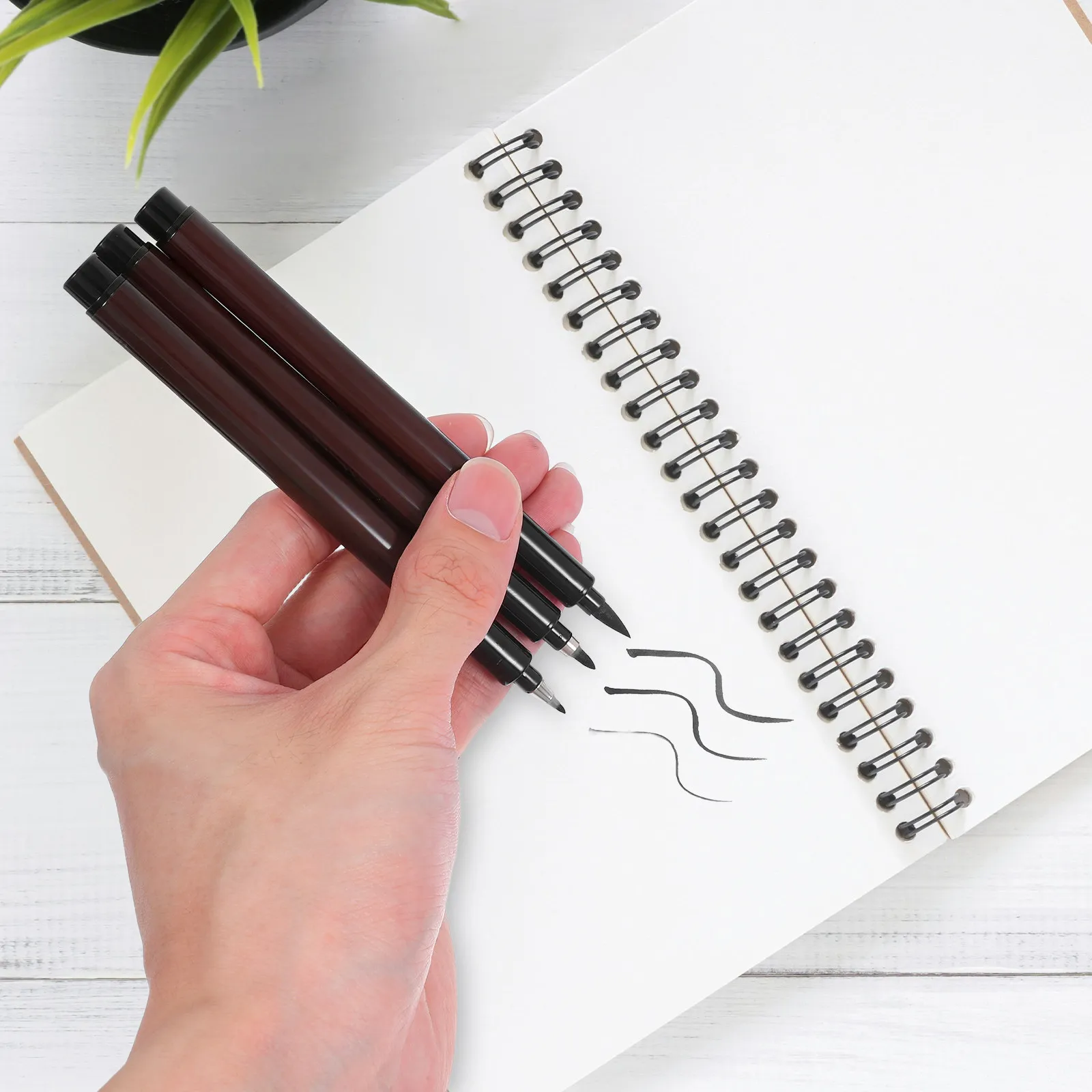 6Pcs Chinese Calligraphy Brush Set Japanese Painting Brushes Water Ink Pens for Artistic Writing Calligraphy Drawing Beginners